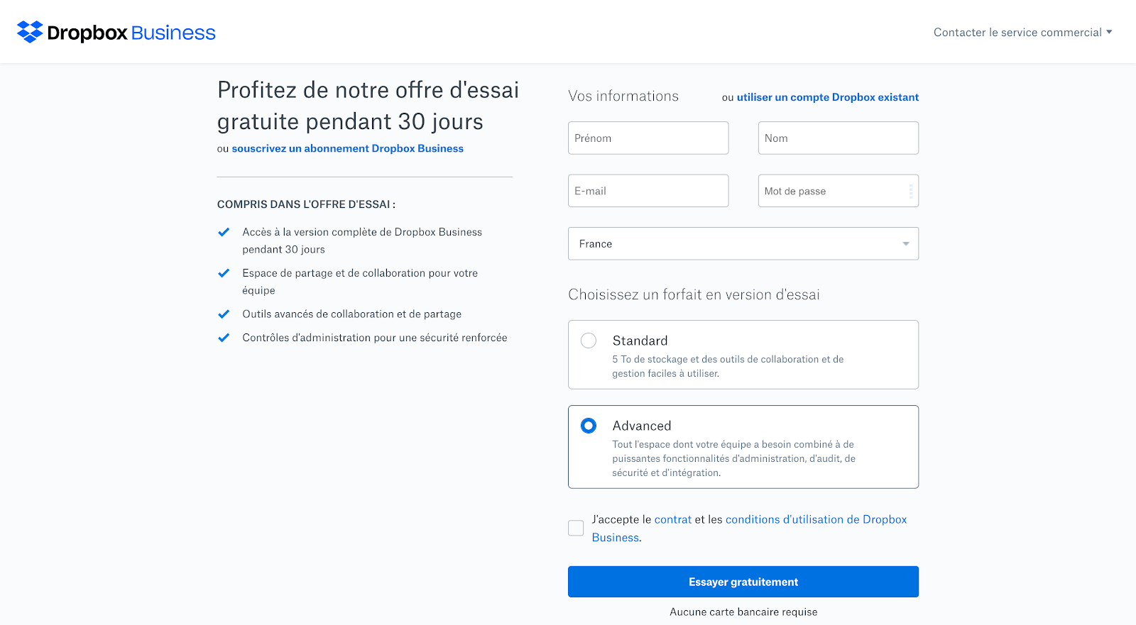 example of the Dropbox landing page which presents its benefits