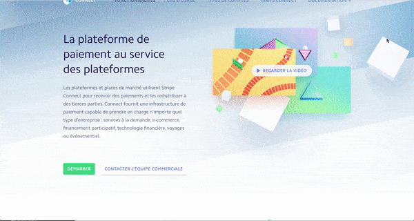 example of a B2B landing page from the Stripe site