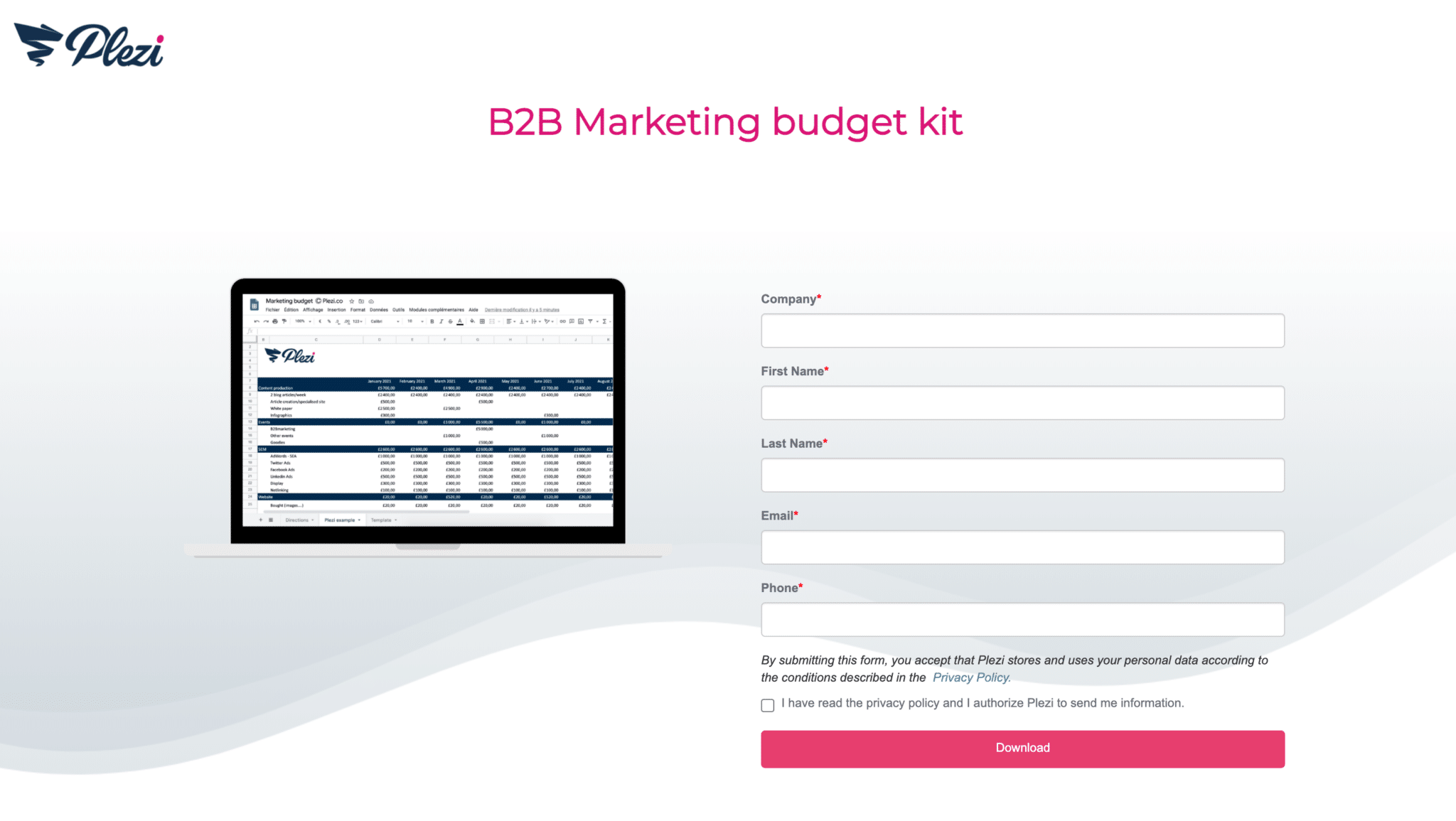 Marketing budget kit