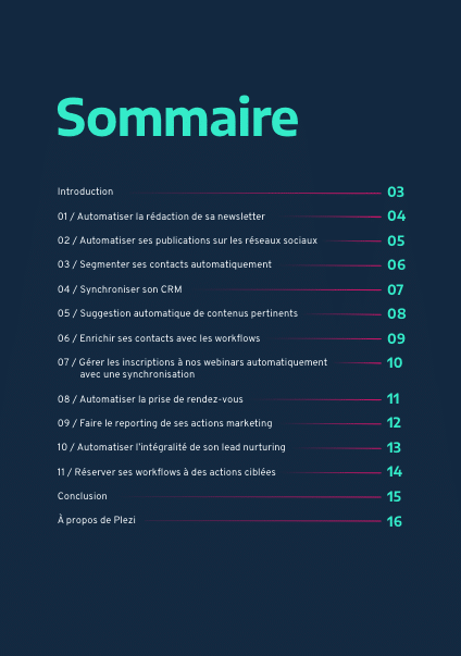 11 automatisations marketing - Sommaire