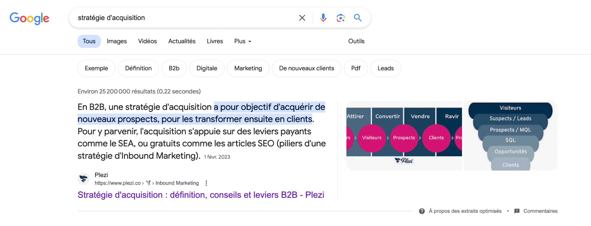 Stratégie d'acquisition - PLEZI - SERP EXEMPLE