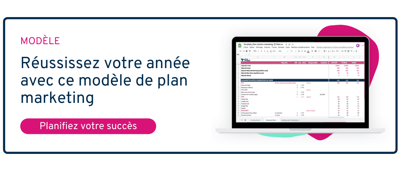 CTA permettant de télécharger le modèle de plan marketing B2B