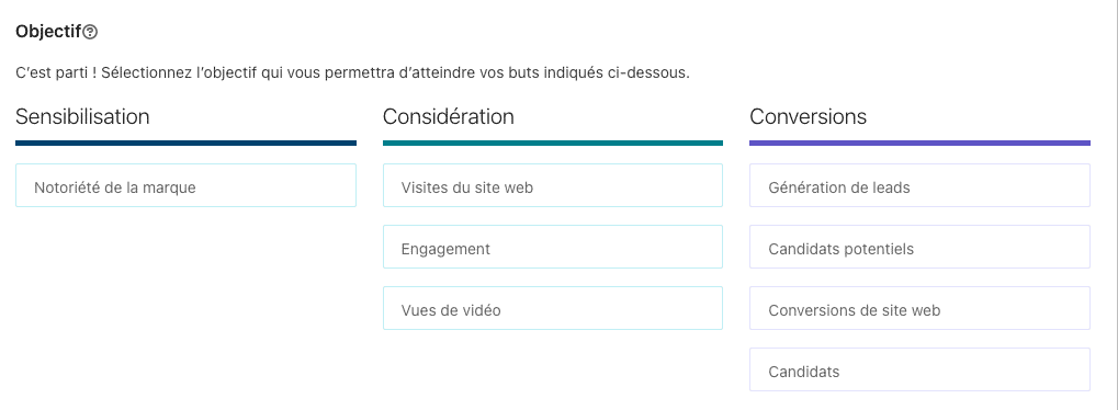 les différents objectifs sur linkedin ads